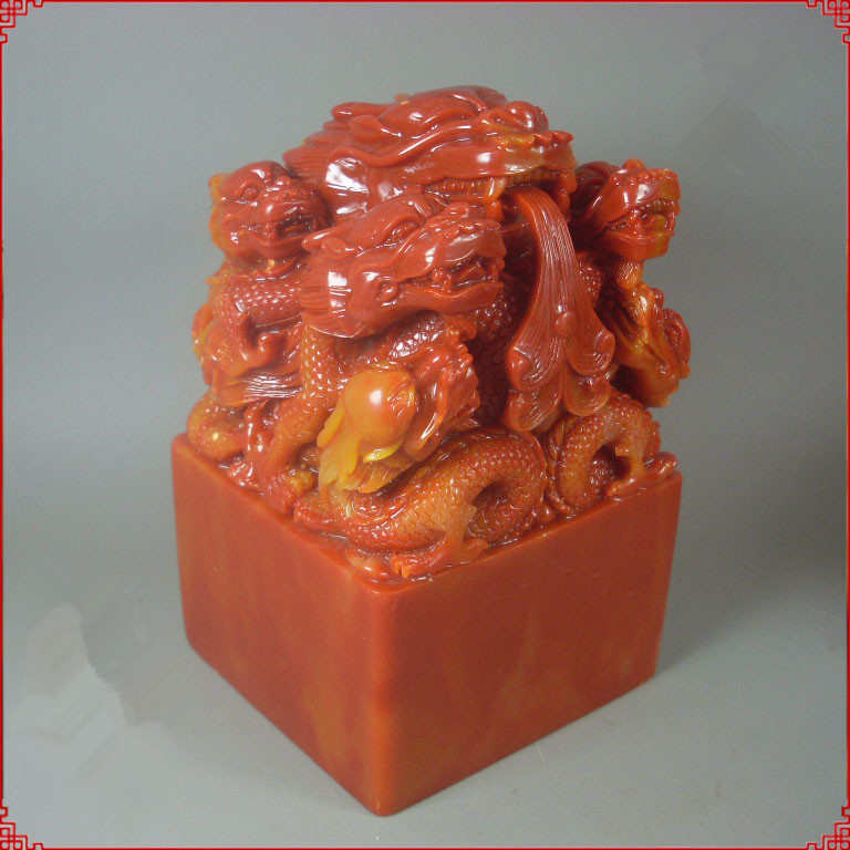 红仿古寿山印章石九龙玉玺摆件礼品厂家直销 展销会旅游纪念