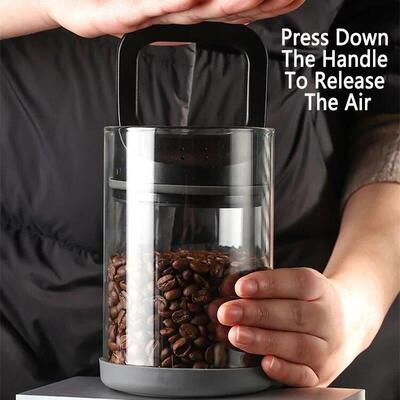 Coffee Beans Vacuum Sealed Tanks Kitchen Food Storage Clear