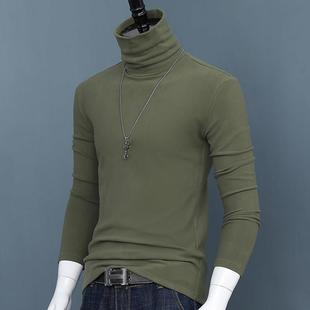 保暖T恤青年内搭上衣1221r 内搭衣秋冬纯色修身 男士 双面绒高领长袖