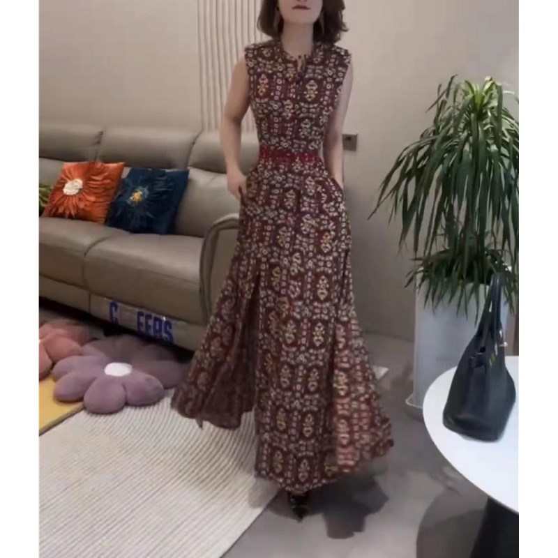 23198大爱美依缘2025春夏新款韩版无袖长款连衣裙长袖西服外套女
