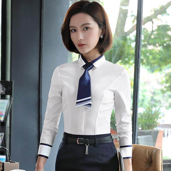 白色衬衫女长袖职业气质洋气正装工作服高级感衬衣女春秋冬季新款