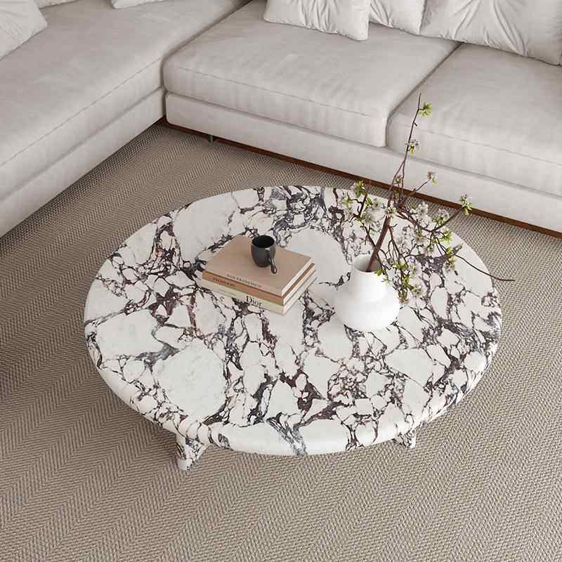 【折扣价】法式宝格大理石异形茶几边几小户型客厅意式设计师奶油