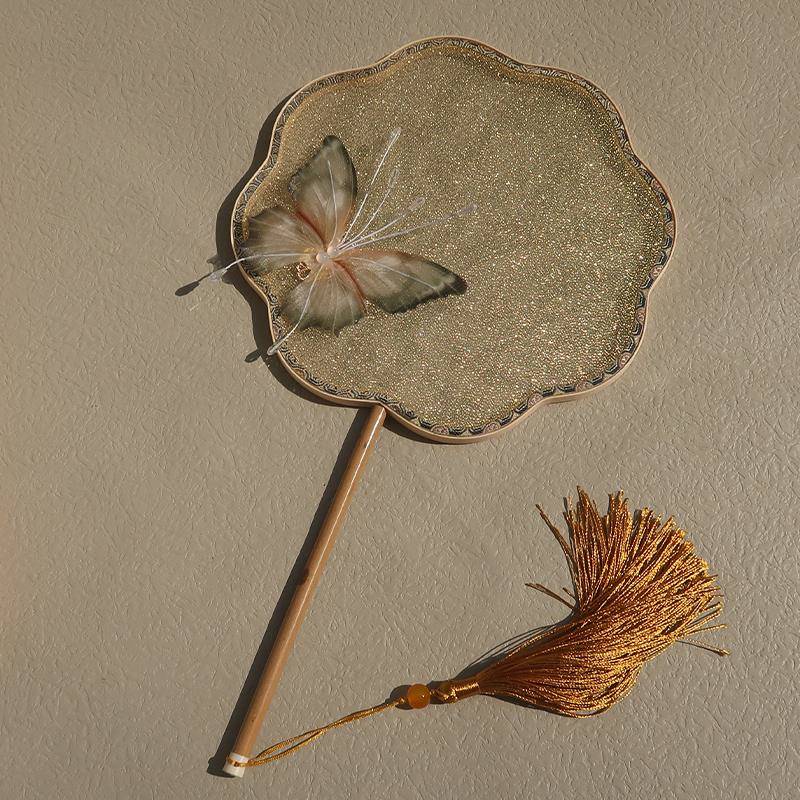 古风长TMY柄团扇蹈扇跳拍摄服道具宫舞舞扇手汉持破云扇成品工艺