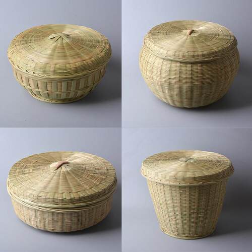 采购产品有盖的手工竹编产品，馒头竹篮，馒头竹篮，圆编织储篮，