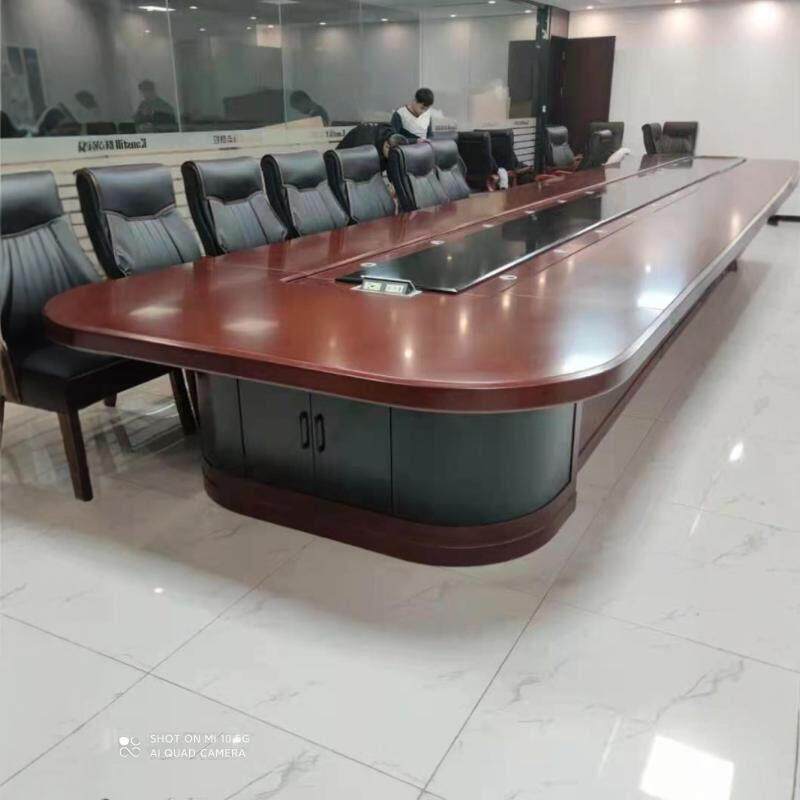大型办公桌椭圆形培训接待桌烤漆实木会议桌椅组合长桌办公家俱