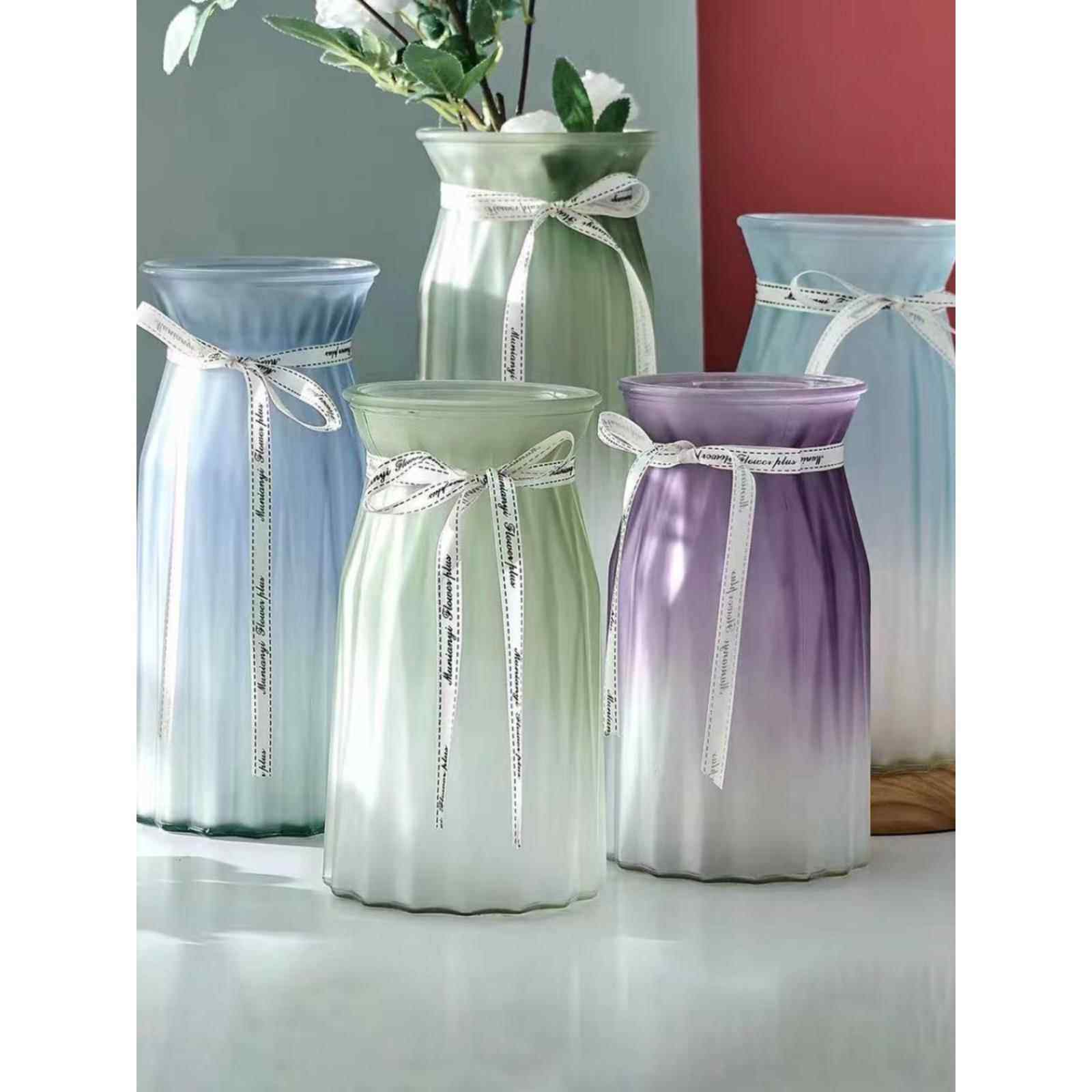 创意家居蒙砂24+18 花璃瓶玻透明客厅花高感摆件插瓶北欧简约现代,家居饰品,花瓶,淘宝优惠券,粉丝福利购,淘宝优惠卷