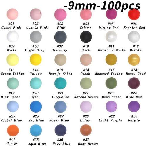 Kovict 9mm 100pcs Round Silicone Beads Perle Silicone Teethi