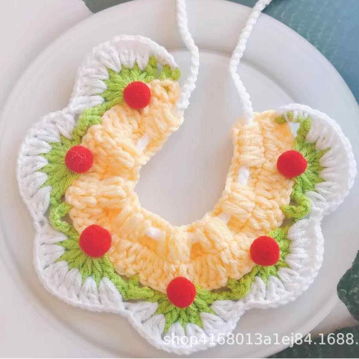 宠物黑白格子项圈猫咪狗狗戴装饰拍照针织纯手工