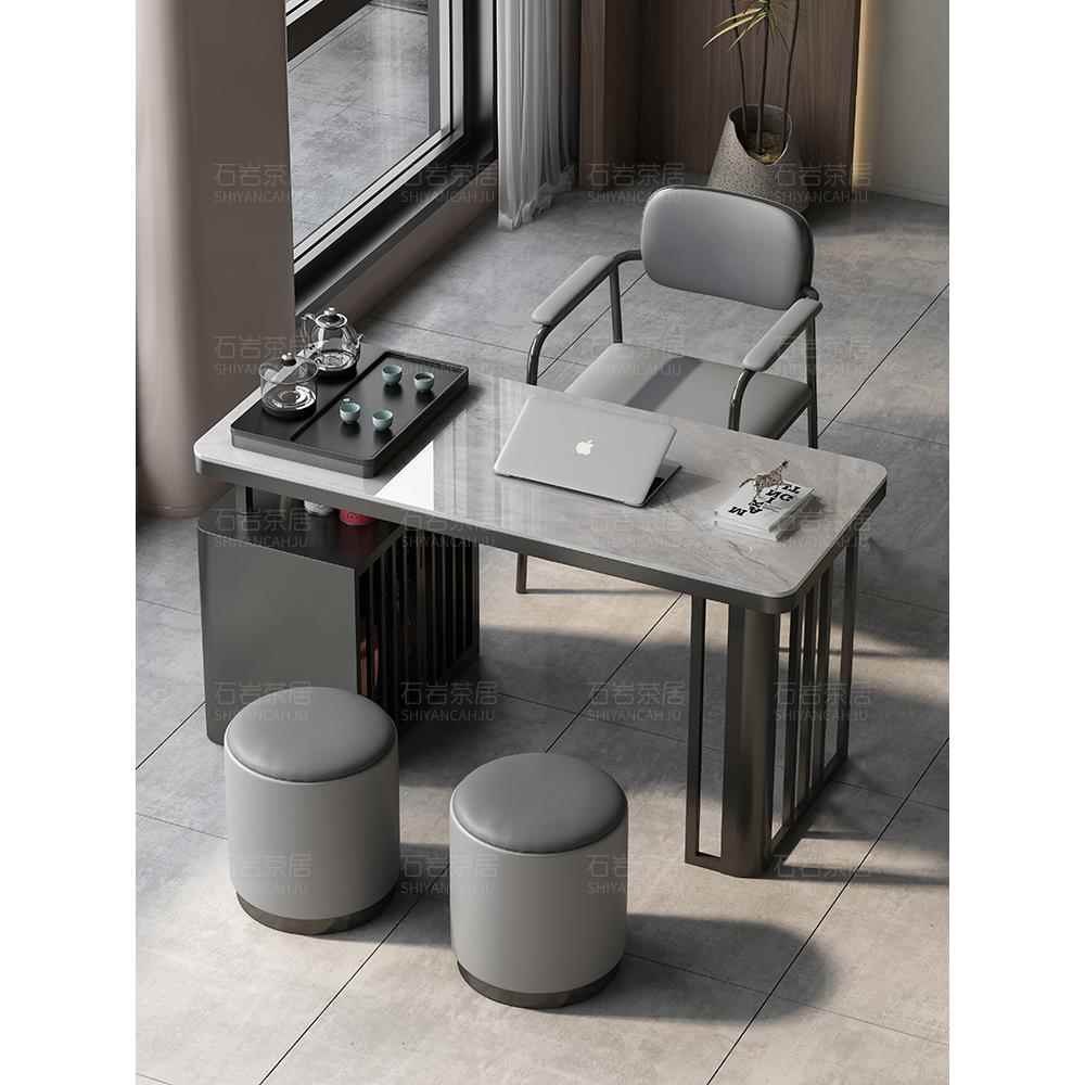 阳台茶桌椅组合轻奢岩板小户型家用功夫茶台微晶石泡茶桌现代简约