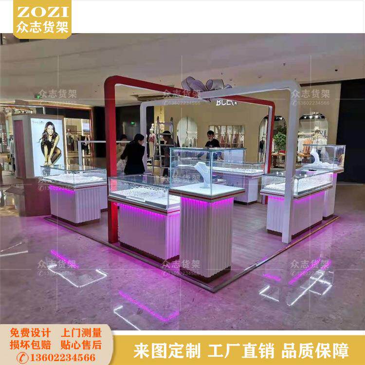 银饰品玻璃展示柜珠宝首饰中岛柜商场多经点展台蝴蝶框架装修设计