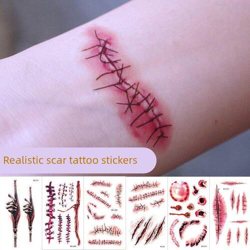 Halloween tattoo and gruesome surgical wound and scar 伤疤贴