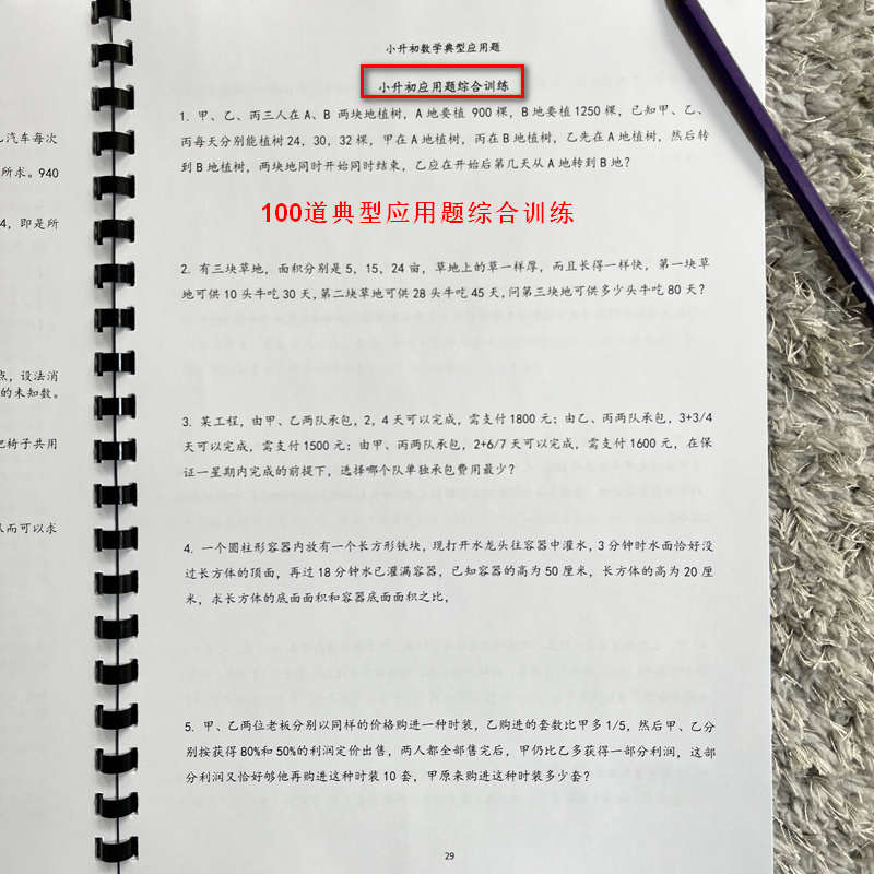 小升初数学典型应用题30种常见题型讲解计算公式答案详解练习题本