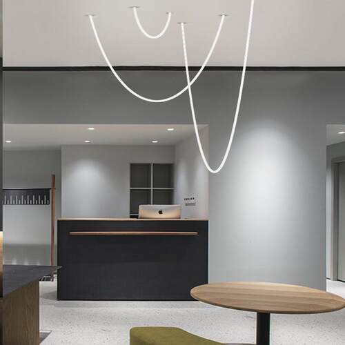 简线极条样板房客厅A171灯梯挑高复别墅式楼间餐厅展厅吊灯