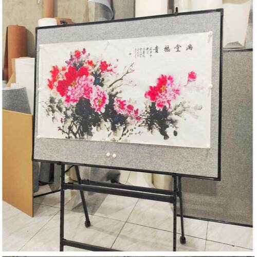 磁性国画画板画画书法书画展示毛毡墙四尺6尺 可移动挂式磁力双面