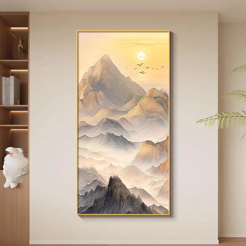 背有靠山玄关装饰画现代简约客厅走廊过道挂画有山无水靠山图壁画