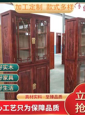 办公室文件柜储物展示书橱香樟木书柜实木带门全樟木书房