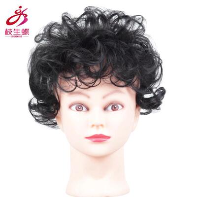 正品枝生蝶假发彷真发头年顶白发化纤刘海中遮老发女士补发片块卷
