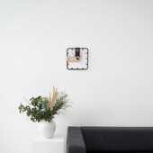 爆款 饰石英钟 现在简约方形原木挂钟家居木头时钟表客厅卧室装