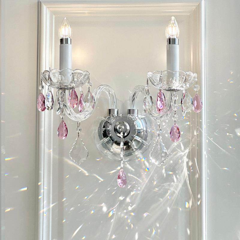 高级感法式卧室床头壁灯轻奢客厅背景墙壁玄关过道灯欧式水晶灯具