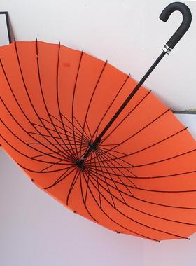 正品日本mbau遇开花24水骨双人超大晴o雨伞女纯色抗风长柄雨伞定