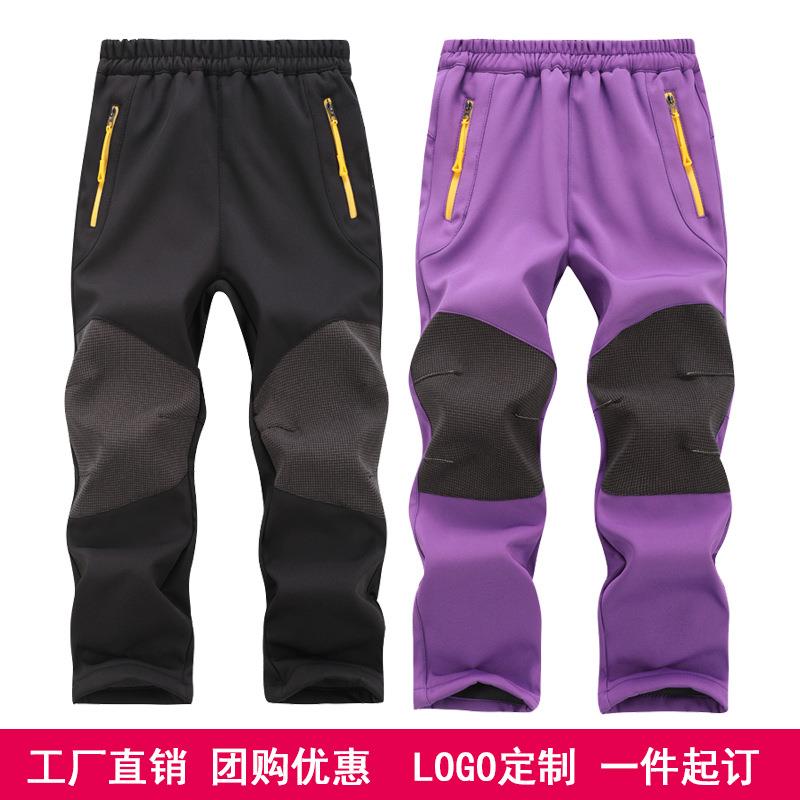 25新款休闲儿童冲锋裤户外加绒加厚防水保暖软壳裤滑雪裤登山耐磨