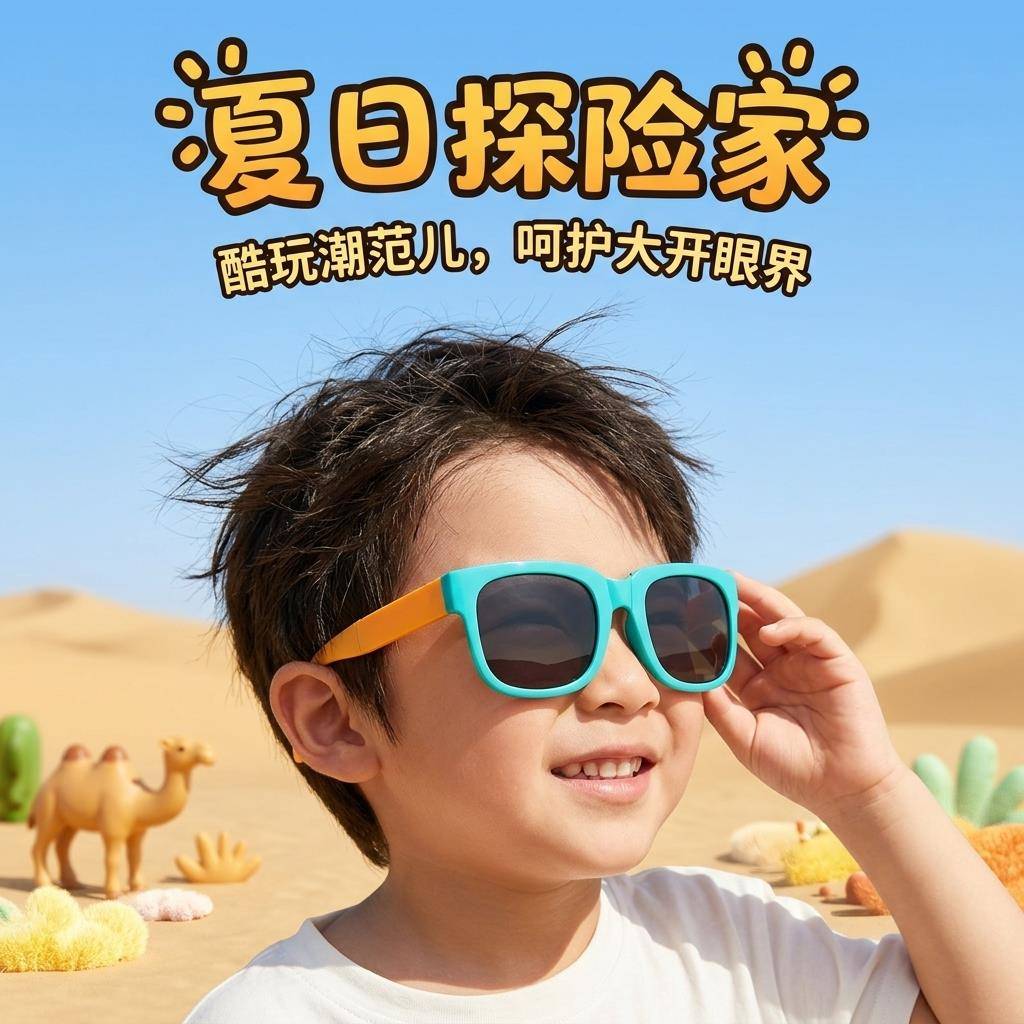 儿童墨镜潮酷防晒不伤眼睛运动抗UV骑行帅气风折叠眼镜太阳眼镜