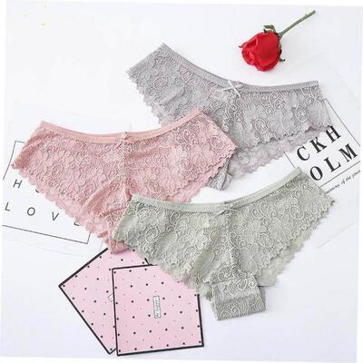 3 Pcs Panties Woman Underwear Sexy Lace Soft Lingerie 无痕裤