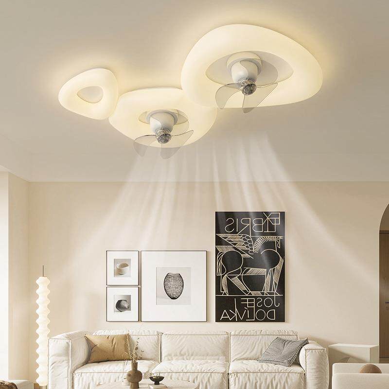 智能吸顶卧室风扇灯餐厅吊扇灯现代简约超薄隐形电扇灯带风扇吊灯