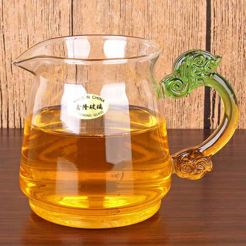 公道杯玻璃加厚高档透明 公杯茶漏套装茶具花梨木侧把茶海分茶器