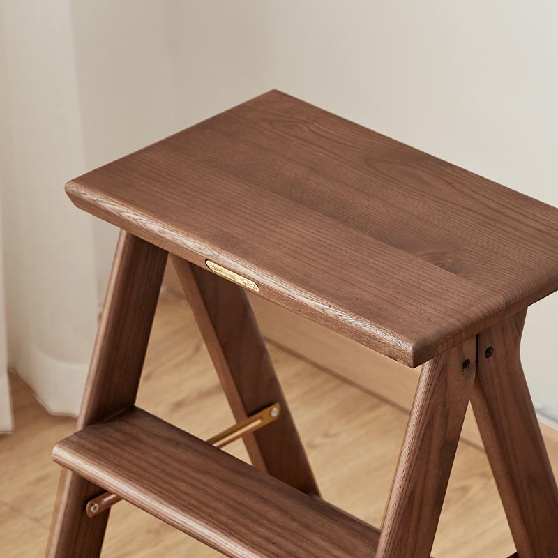 2V06多功能家用梯凳折叠台阶加厚实木三步梯两用登高换鞋凳爬梯子