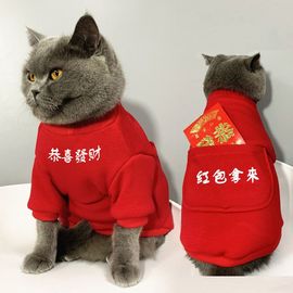 小猫咪过年衣服喜庆春节拜年服饰秋冬保暖加绒宠物，狗狗冬装2022年