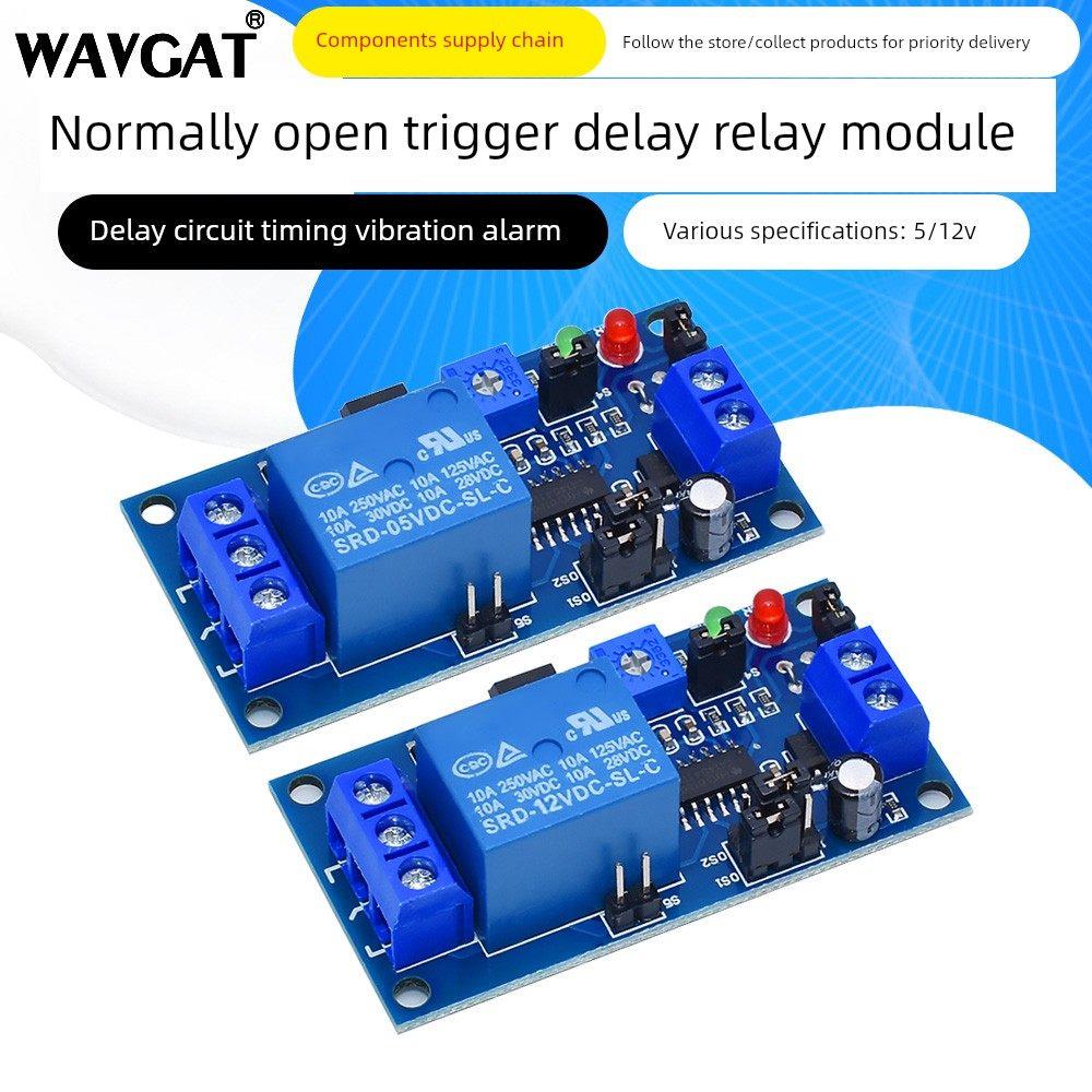 常开型触发延时开关继电器5V12V延时电路定时震动报警器模块