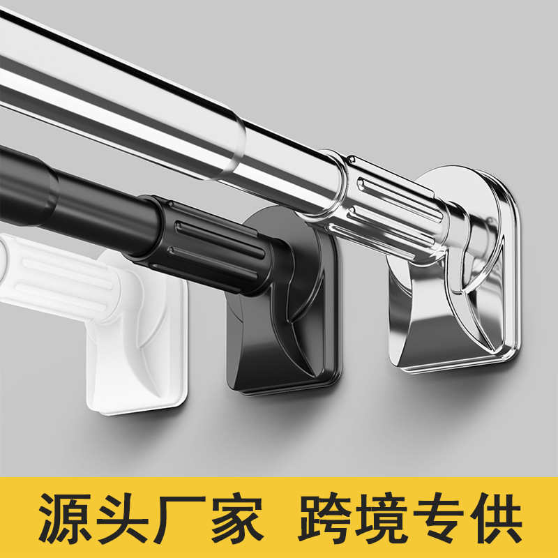 免打孔伸缩杆卫生间浴帘杆不锈钢窗帘杆晾衣杆阳台撑杆晒衣杆加厚