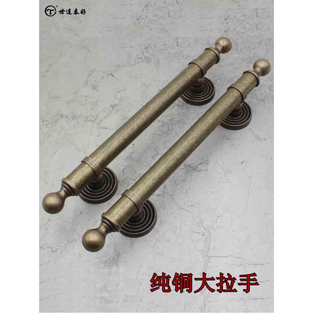 纯铜复古黑色现代中式商店铺门把手红古铜明装对开门木门大拉手
