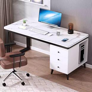 台式桌办公桌岩板电脑桌带主机位带抽屉家用简约书桌柜一体写字台