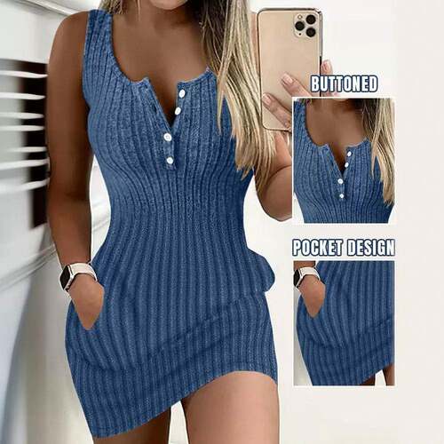 Women Casual Plain Asymmetrical Round Neck Sleeve Side Slit