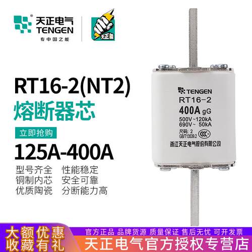 TENGEN天正RT16-2熔断器NT2熔芯RT36-2保险丝250A315A350A400A