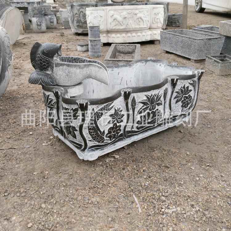 LS-SDYG1厂家直供雕水鱼缸大石水槽仿青石古鱼缸庭院室内装饰流摆