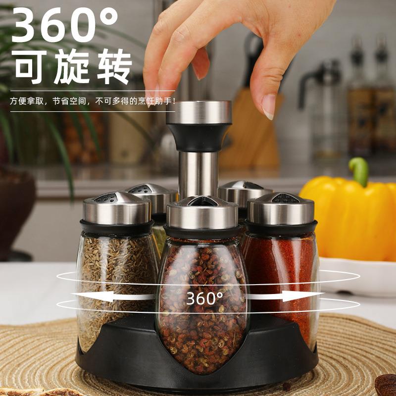调味瓶套装旋转调料架日调式厂味瓶玻璃密LH-05封调料瓶直家供