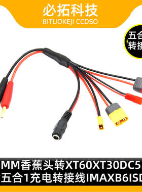 4.0mm香蕉头转XT60XT30DC5.5T插五合1充电转接线imaxB6ISDT