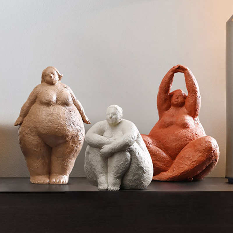 胖女人现代轻奢工艺品北欧书架酒柜玄关样板房装饰品雕塑艺术摆件