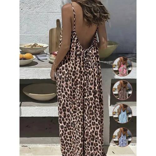 Women's Leopard Print Backless Cami Dress  Casual