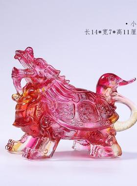 高档琉璃龙四神房兽金钱龟办公室艺工品家居招财书龟玄关装饰摆件