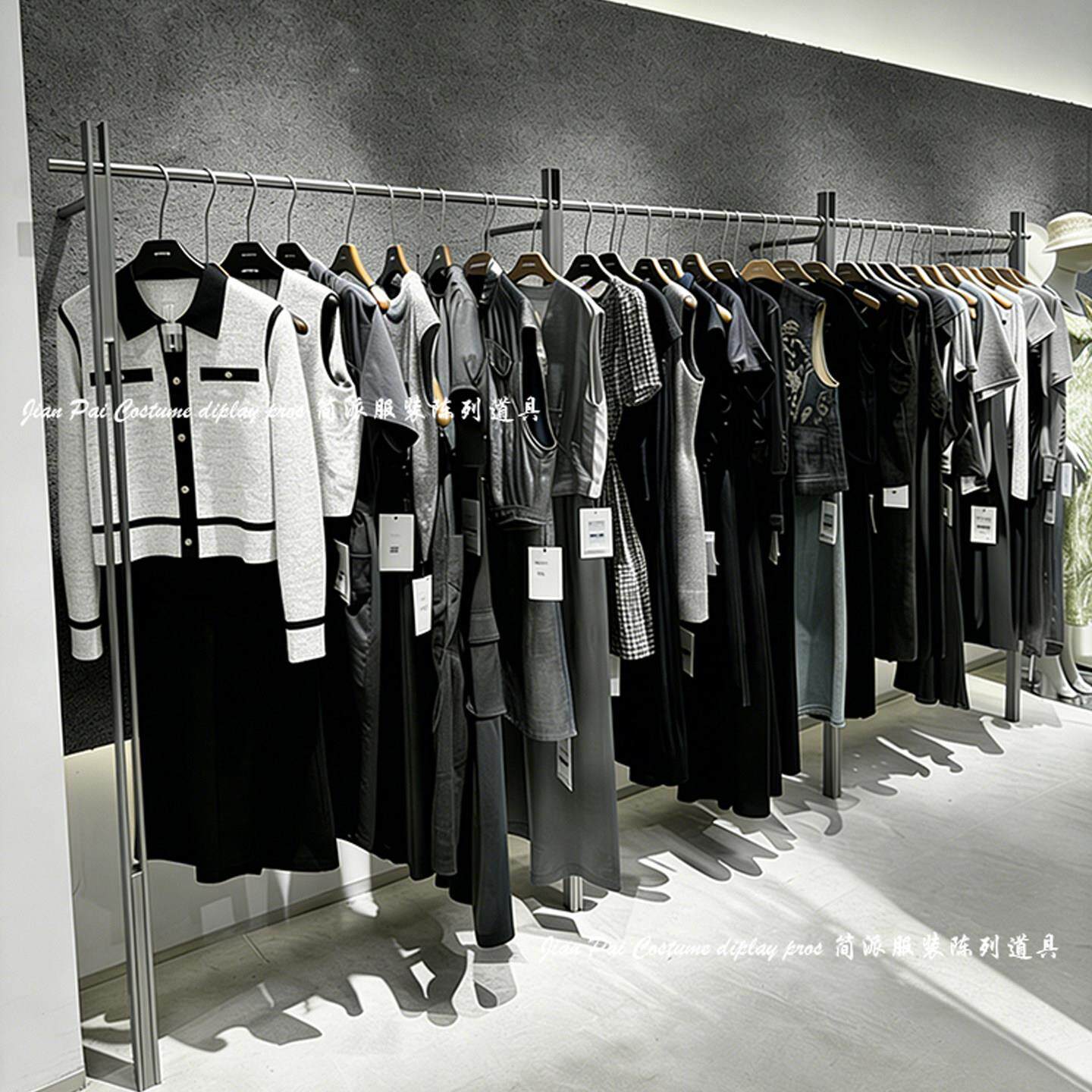 服装店展示架上墙不锈钢男装店陈列架落地式挂衣架女装店货架定制
