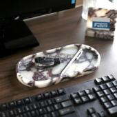 轻奢天然大理石托盘饰品收纳盘香薰盘家用玄关装 饰样板间高级感