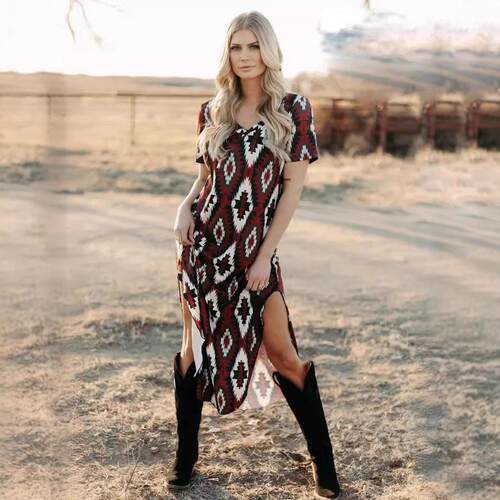Diamond shaped one-step skirt, women's V-neck pullover