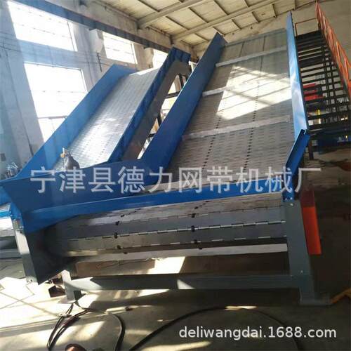 爬坡链板输送机 废钢龙门剪撕碎机重型传送带 304链板提升机