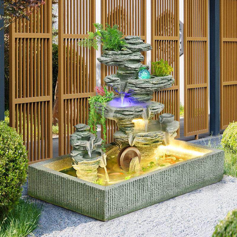 别墅庭院假山流水景观装饰摆件高山喷泉房室外阳台循环水鱼塘景观