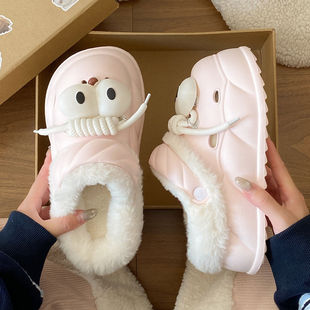 网红卡通保暖拆卸 增高爱EVA厚底舒适百搭新款 棉拖鞋 2025冬季