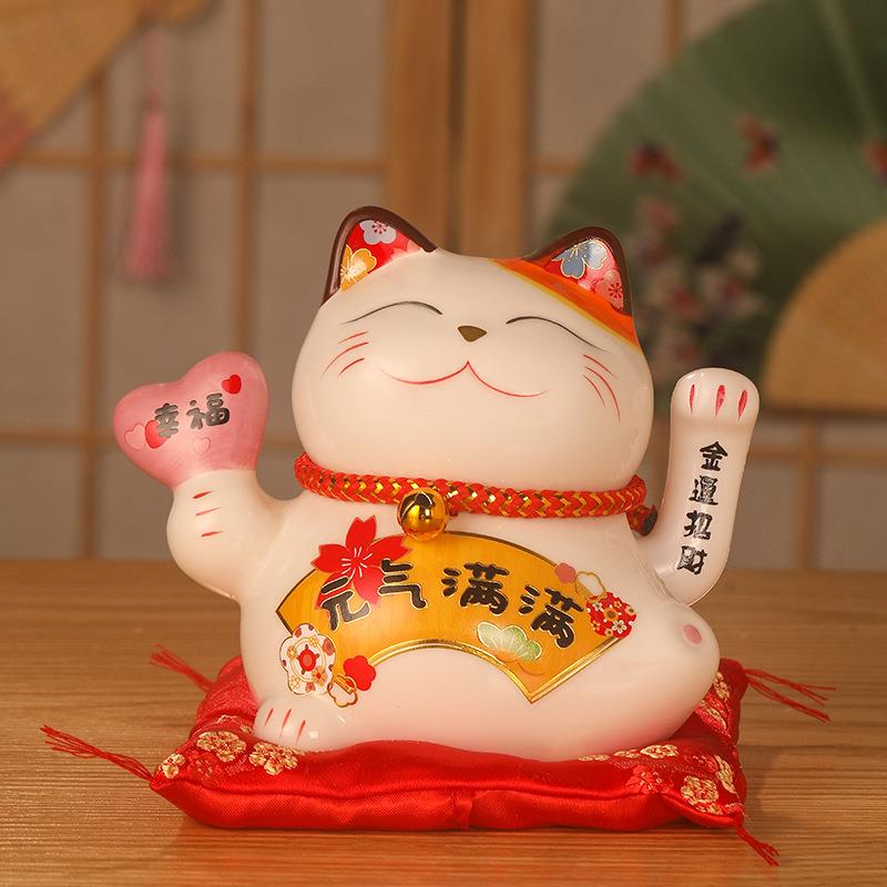 铺招财猫摆件大号电动摇手收银礼台家店开业居品陶瓷摆件自动招手